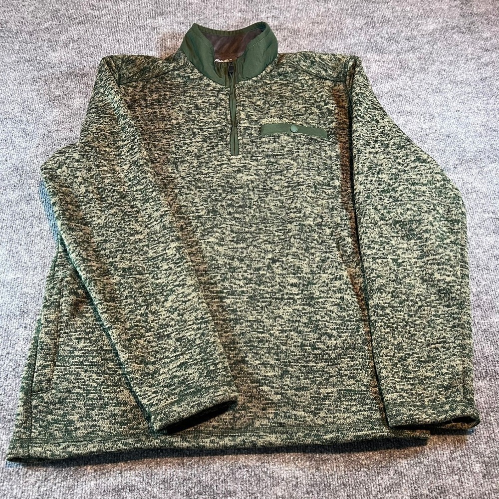 Eddie Bauer Mens Medium‎ M Pullover 1/2 Zip Fleece Jacket Green